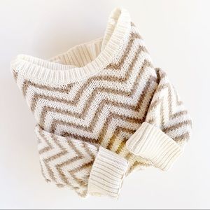 Gap Kids Chevron Knit Sweater Tan & Cream Size Sml